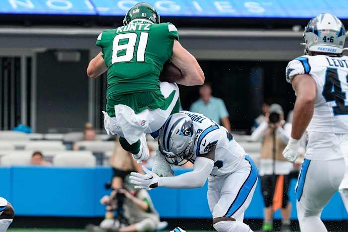 Jets' TE Zack Kuntz against the Panthers
